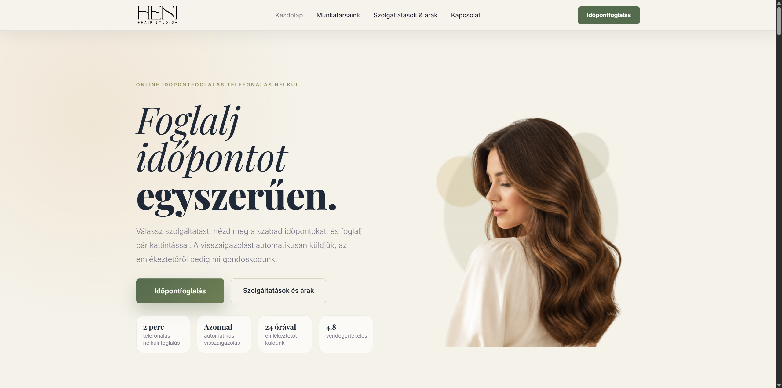 Heni Hair Studio weboldal előnézete